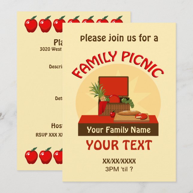 Picnic Basket Family Picnic Wiedersehen Einladung (Vorne/Hinten)