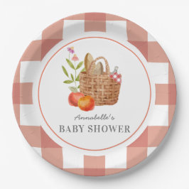 Picnic Basket Red GIngham Baby Shower Paper Plate Pappteller