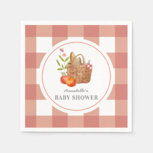 Picnic Basket Red GIngham Baby Shower Serviette