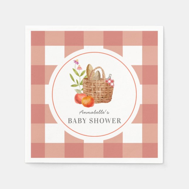 Picnic Basket Red GIngham Baby Shower Serviette (Vorderseite)