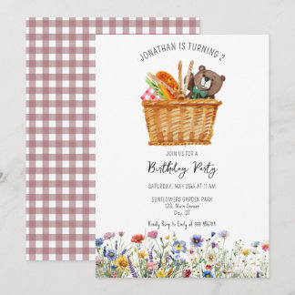 Picnic Birthday Einladung Rosa Gingham Frühjahr