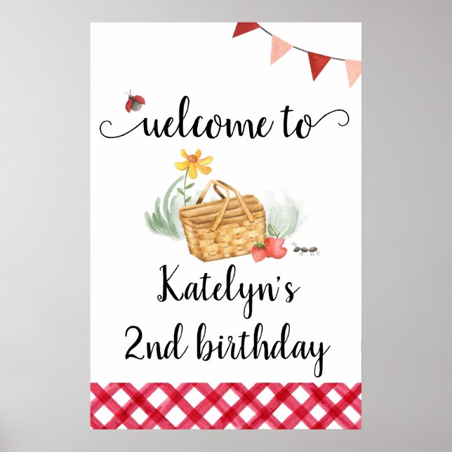 Picnic Birthday Welcome Sign Poster (Vorne)
