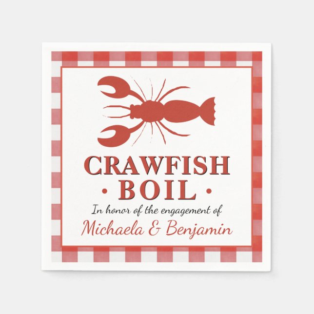 Picnic Crawfish Boil Lobster Party Verlobung Rot Serviette (Vorderseite)