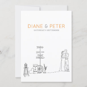 Picnic Garden Minimalistisch Black and White Weddi Einladung
