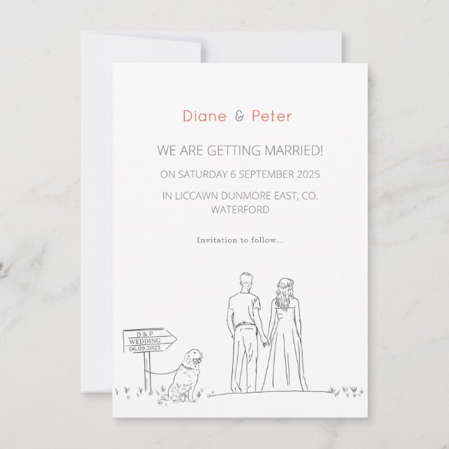 Picnic Garden Minimalistisch Black and White Weddi Save The Date (Rückseite)