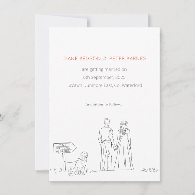 Picnic Garden Minimalistisch Black and White Weddi Save The Date (Rückseite)