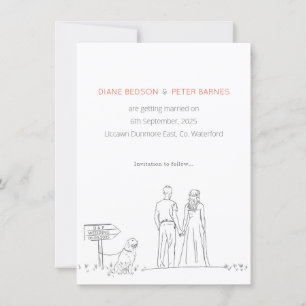 Picnic Garden Minimalistisch Black and White Weddi Save The Date