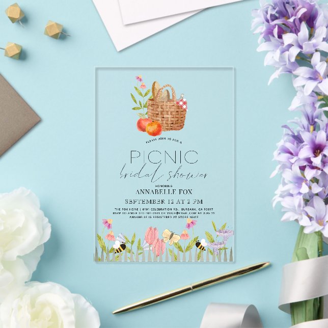 Picnic im Park Basket Brautparty Acryleinladungen (In Situ (Hochzeit))