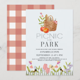 Picnic im Park Basket Floral Baby Shower Einladung