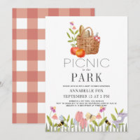 Picnic im Park Basket Floral Baby Shower Invit