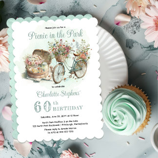 Picnic im Park Floral 60. Geburtstagsparty Einladung