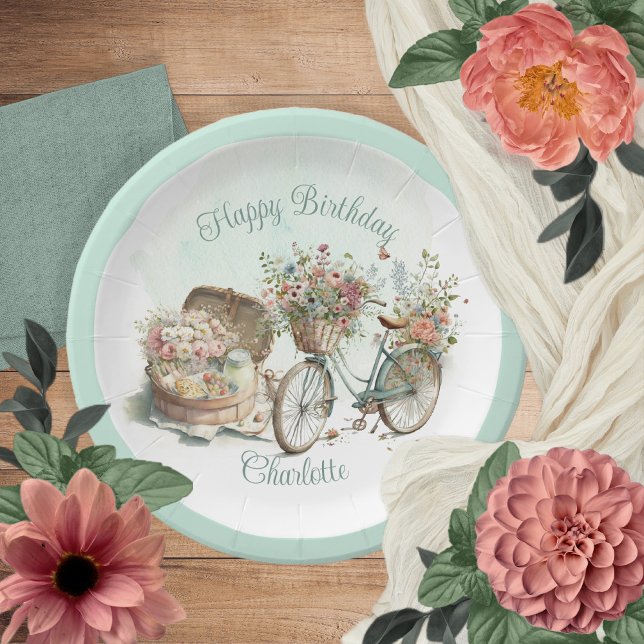Picnic in the Park Floral Adult Birthday Party Pappteller (Von Creator hochgeladen)