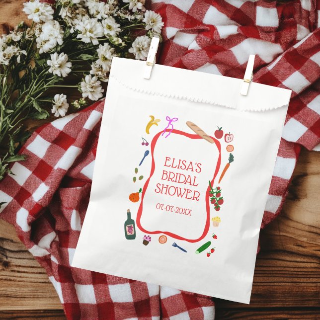 Picnic Modern Niedlich Handgezeichnetes CUSTOM-Bra Geschenktütchen (Picnic Modern Cute Hand drawn CUSTOM Bridal Shower Favor Bag
)