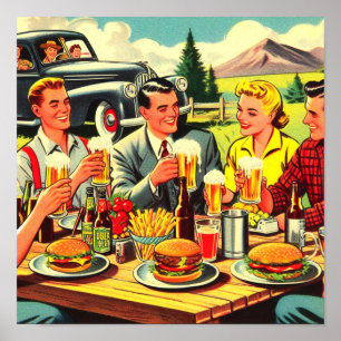 Picnic Retro Comic Poster