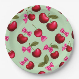 Picnic Tellers - Big Bold Cherries & Bows Pappteller