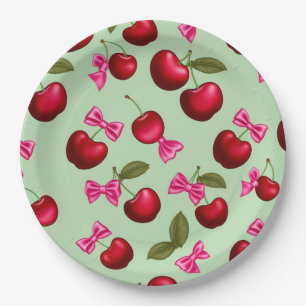 Picnic Tellers - Big Bold Cherries & Bows Pappteller