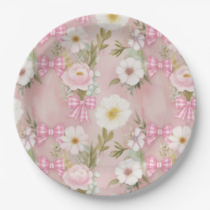 Picnic Tellers - Blume und Gingham Bows Pappteller