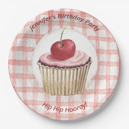 Picnic Tellers - Kinder Retro Cherry Cup Cake Pappteller