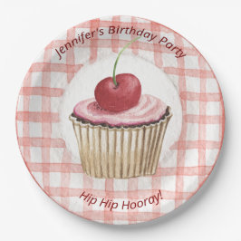 Picnic Tellers - Kinder Retro Cherry Cup Cake Pappteller