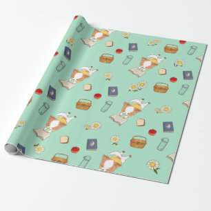 Picnic Time Mochi Lesen eines Buches außerhalb Geschenkpapier