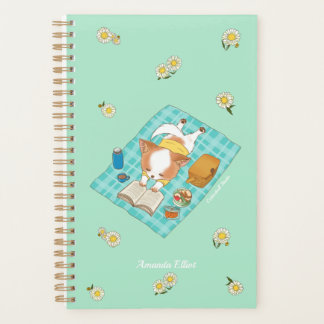 Picnic Time Niedlich Pomchi Puppy Reading Blume Planer