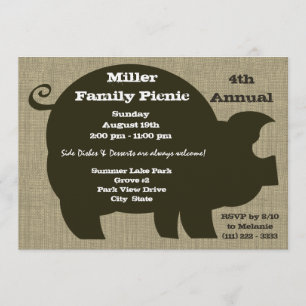 Picnic und GRILLEN Brown Hog Einladung