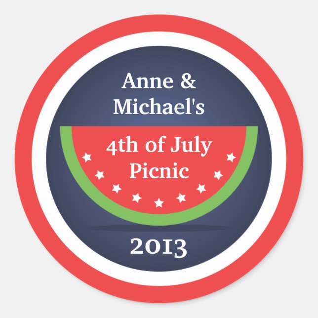 Picnic Watermelon 4. Juli Party Stickers (Vorderseite)