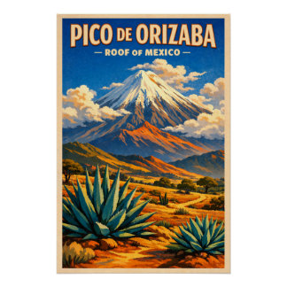 Pico de Orizaba, Mexico, in a classic retro Poster