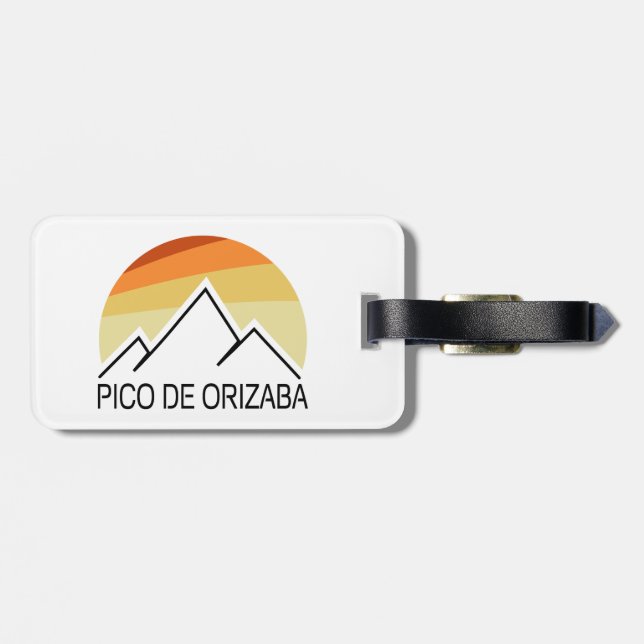 Pico de Orizaba Mexico Retro Gepäckanhänger (Rückseite horizontal)