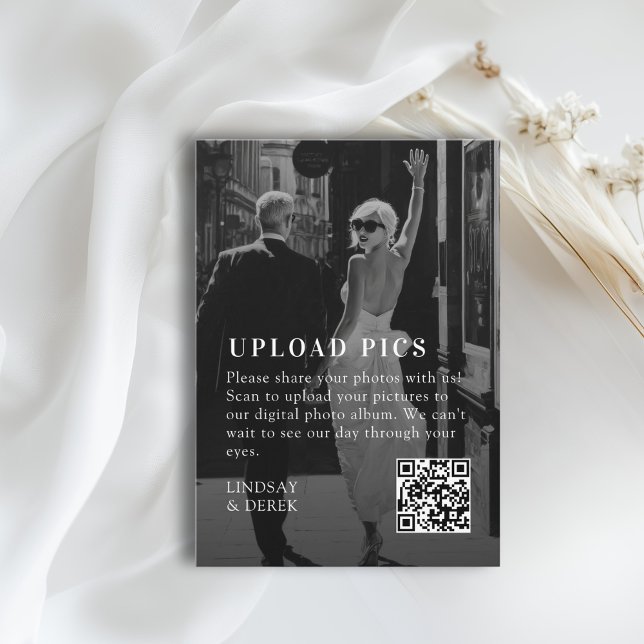 Pics happen! Bold Trending B&W-Photo Wedding  Begleitkarte (Pics happen! Bold Trending B&W-Photo Wedding Enclosure Card)