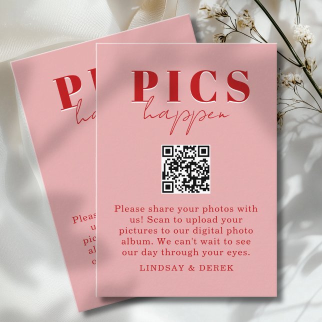 Pics happen! Photo, QR-Code, Wedding Begleitkarte (Pics happen! Photo, QR-Code, Wedding Enclosure Card)