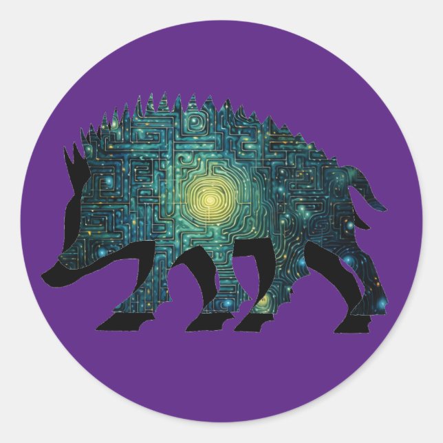 Pictish Boar Maze Runder Aufkleber (Vorderseite)