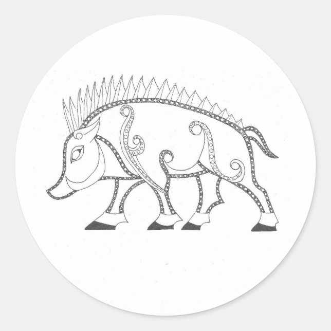 Pictish Boar Runder Aufkleber (Vorderseite)