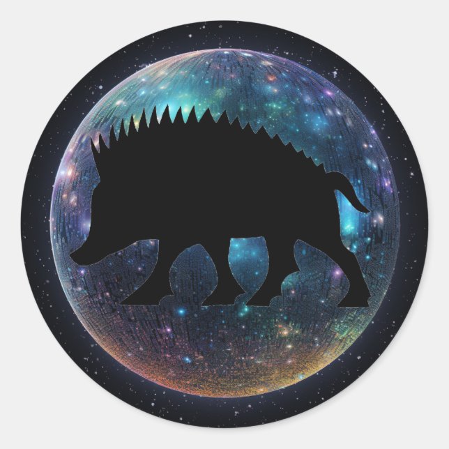 Pictish Boar Space Orb Runder Aufkleber (Vorderseite)