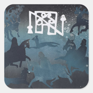 Pictish Hunting Scene I 1995 Quadratischer Aufkleber