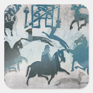 Pictish Jagd-Szene III 1995 Quadratischer Aufkleber