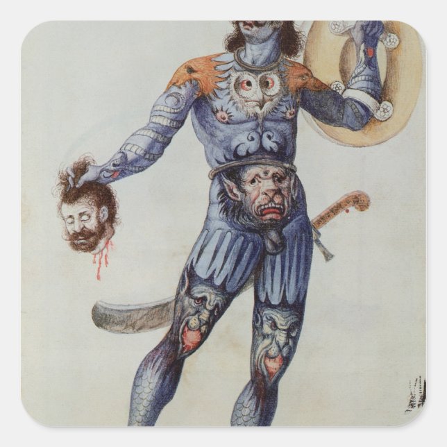 Pictish Man mit menschlichem Kopf Quadratischer Aufkleber (Vorderseite)