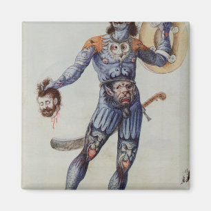 Pictish Mann, der einen menschlichen Kopf hält Magnet