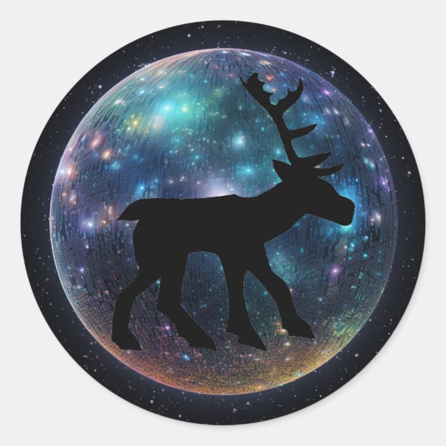 Pictish Stag Space Orb Runder Aufkleber (Vorderseite)