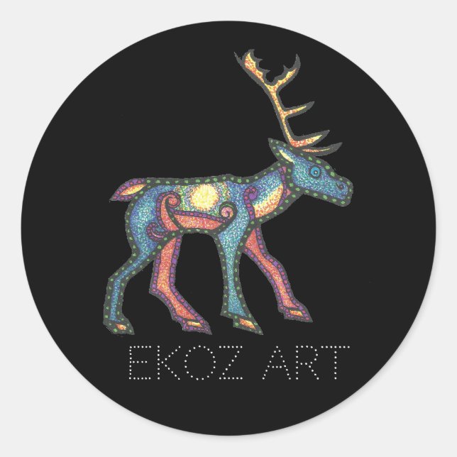 Pictish Stag Sun Runder Aufkleber (Vorderseite)
