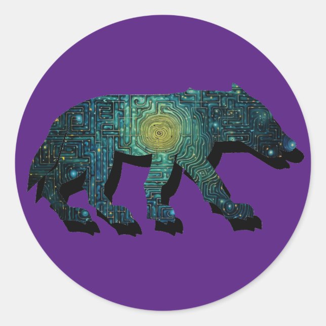 Pictish Wolf Maze Runder Aufkleber (Vorderseite)
