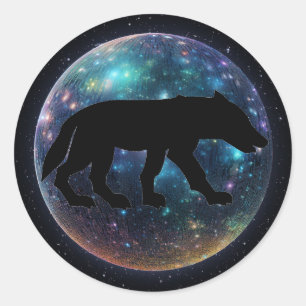 Pictish Wolf Space Orb Runder Aufkleber