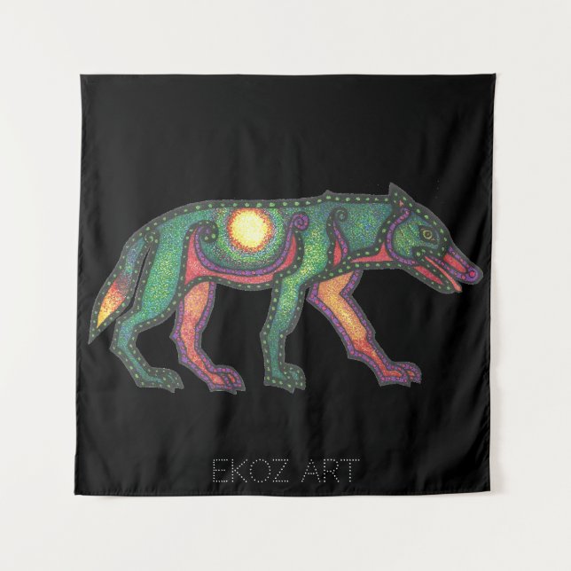 Pictish Wolf Sun Wandteppich (Vorderseite)