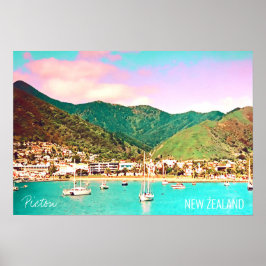 Picton Harbour New Zealand Reise Poster