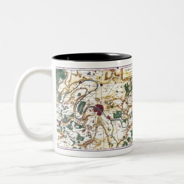 Pictorial Illustrated Map Paris-France-Bonne Zweifarbige Tasse (Links)