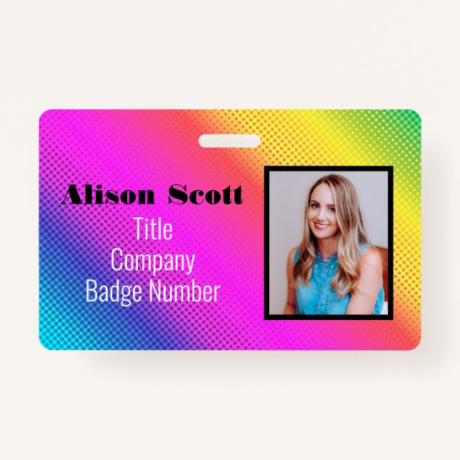 Picture ID Bright Neon Modern Rainbow Business Ausweis (Vorderseite)