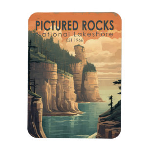 Pictured Rocks National Lakeshore Reisen Vintag Magnet
