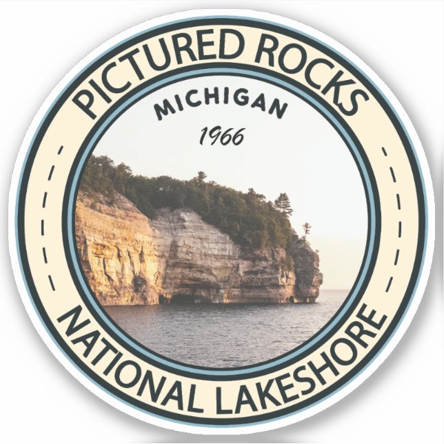 Pictures Rocks National Lakeshore Michigan Abzeich Aufkleber (Vorderseite)