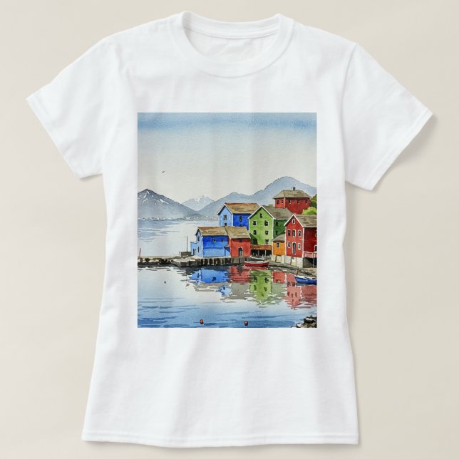 Picturesque fishing village T-Shirt (Design vorne)
