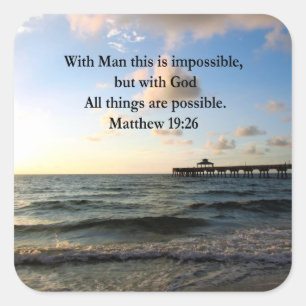 PICTURESQUE MATTHEW 19:26 OCEAN FOTO DESIGN QUADRATISCHER AUFKLEBER